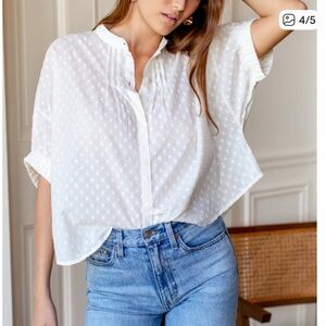 Emerson Fry White Swiss Dot Split-Back Blouse